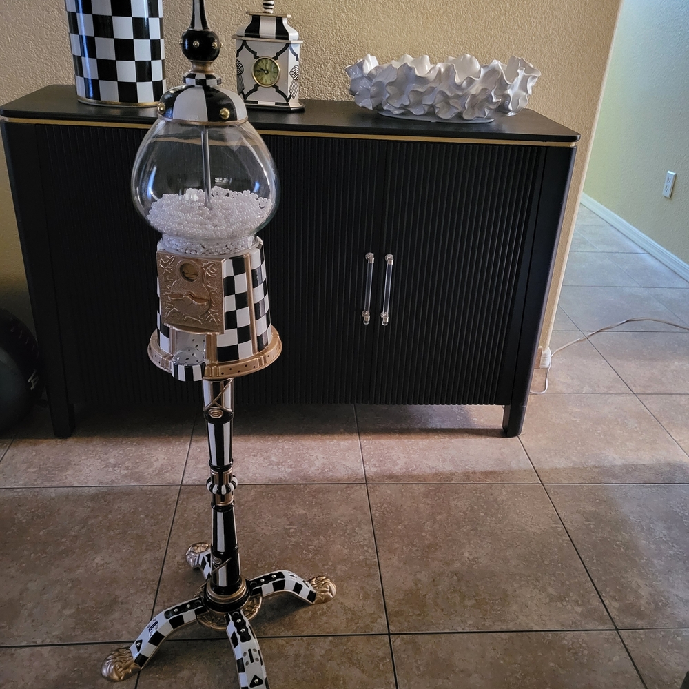 Black and White Checkered Gumball Machine